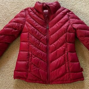 Calvin Klein Women's Red Chevron Puffer Jacket